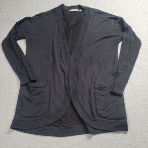 Athleta Open Front Cardigan Sweater Women Small Black‎ Front Pockets Athleisure